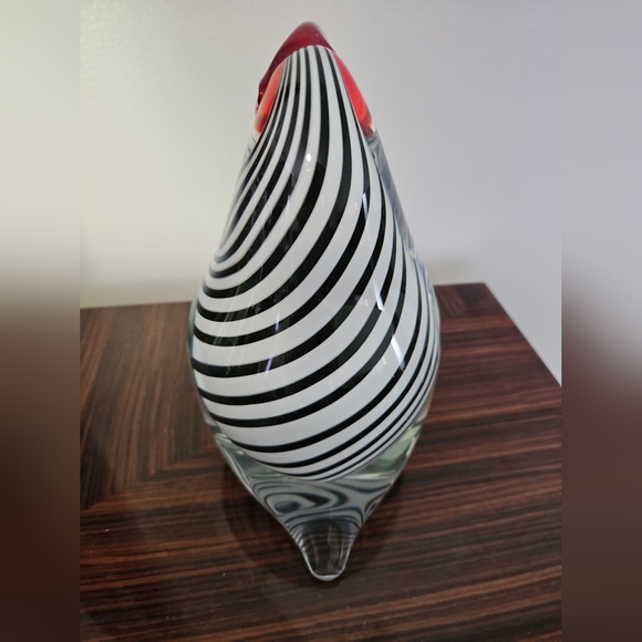 Vintage Murano  Toucan Glass Bird Figurine, Black & White Spiral. 9.5" Tall - Picture 12 of 16